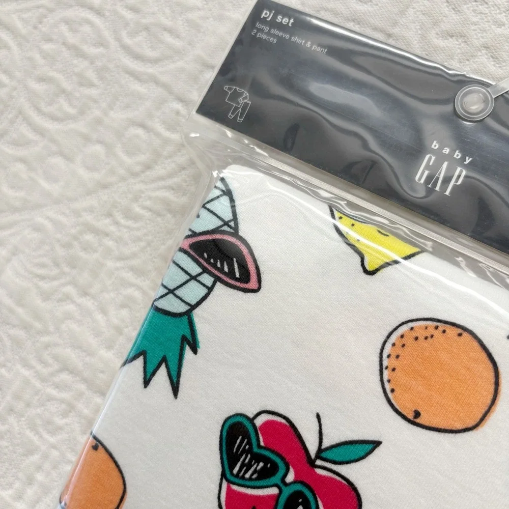 Gap Girls' Fairy and Fruit Pajama Sets (5T - 1 Short Sleeve, 1 Long‎ Sleeve)
